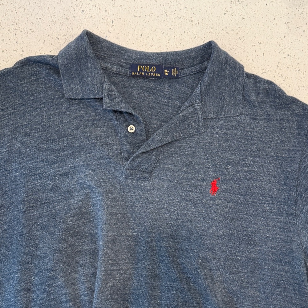 Polo by Ralph Lauren Men's Heathered Blue Polo Shirt